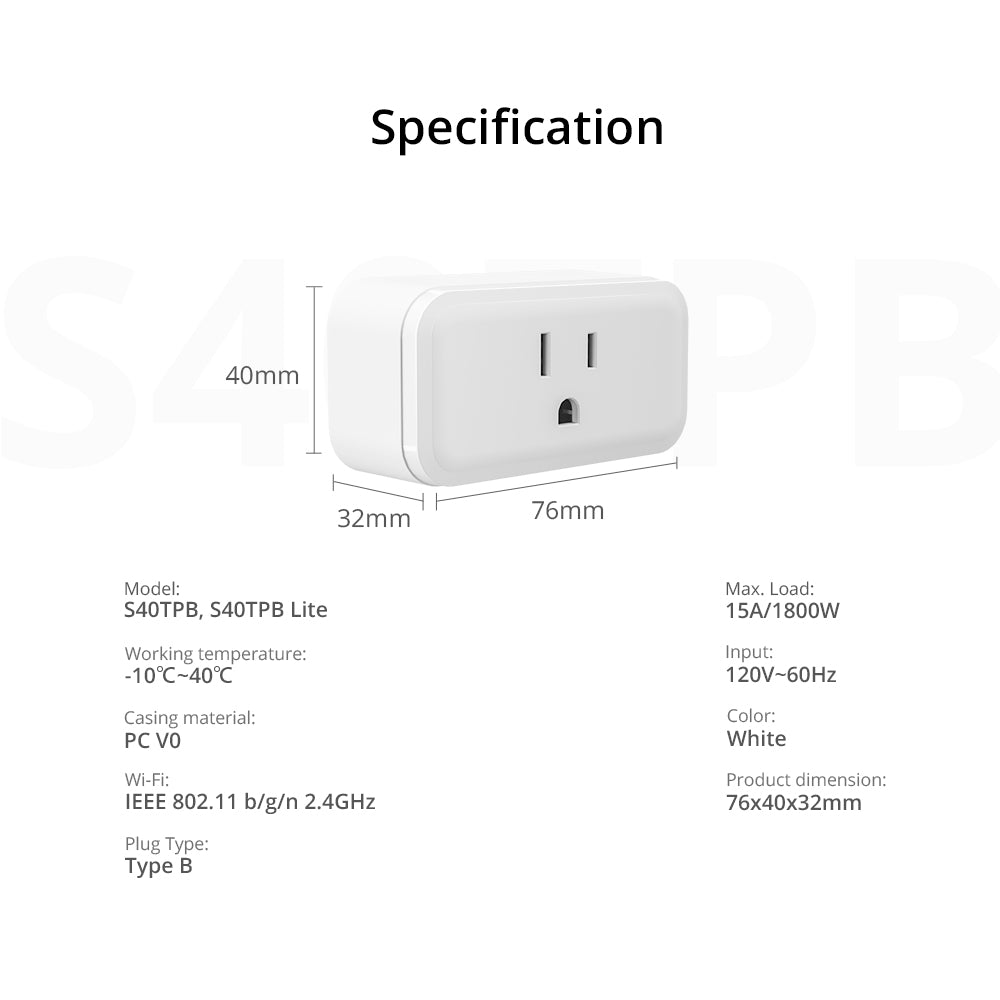 SONOFF iPlug Series Wi-Fi Smart Plug S40